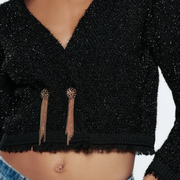 METALLIC THREAD SPARKLE KNIT CARDIGAN JACKET - Picture 6 of 12